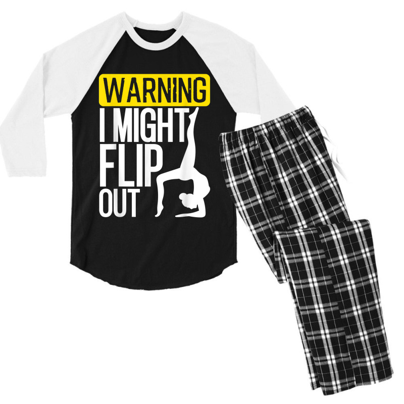 Funny Warning I Might Flip Out Gymnastics Art For Girls Boys Men's 3/4 Sleeve Pajama Set | Artistshot