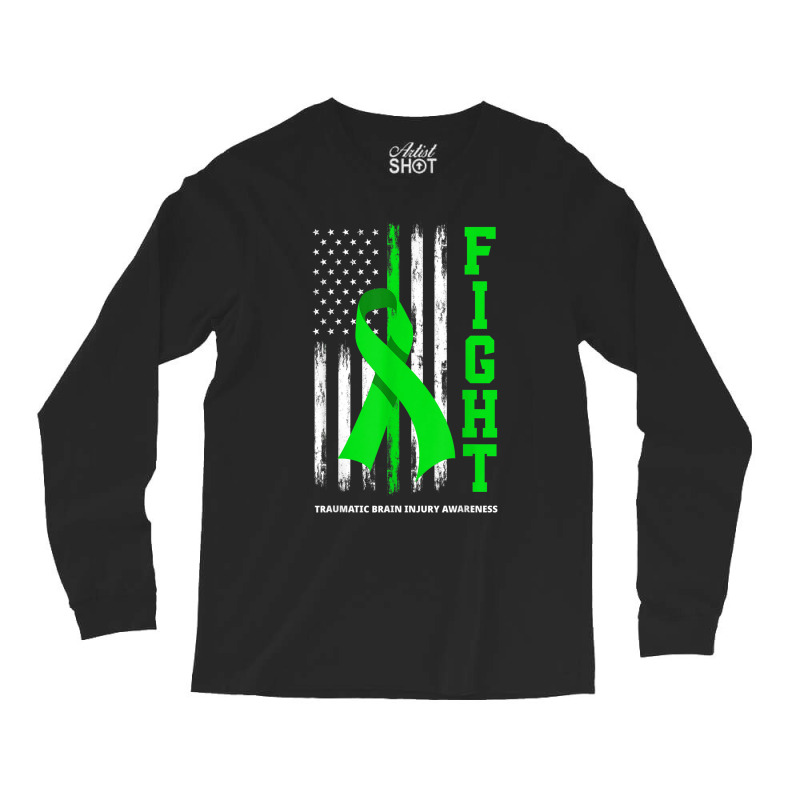 American Us Flag Fight Traumatic Brain Injury Awareness Long Sleeve Shirts by AmberKelsey | Artistshot