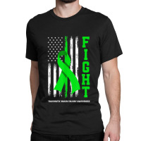 American Us Flag Fight Traumatic Brain Injury Awareness Classic T-shirt | Artistshot