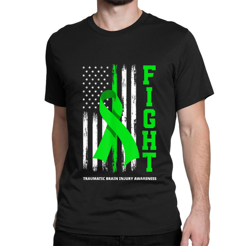 American Us Flag Fight Traumatic Brain Injury Awareness Classic T-shirt by AmberKelsey | Artistshot