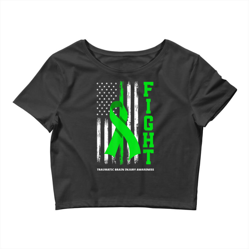 American Us Flag Fight Traumatic Brain Injury Awareness Crop Top by AmberKelsey | Artistshot