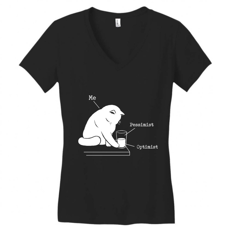 Glass Graphic - Optimist And Pessimist - Funny Cat Women's V-Neck T-Shirt by Kosdapen517 | Artistshot