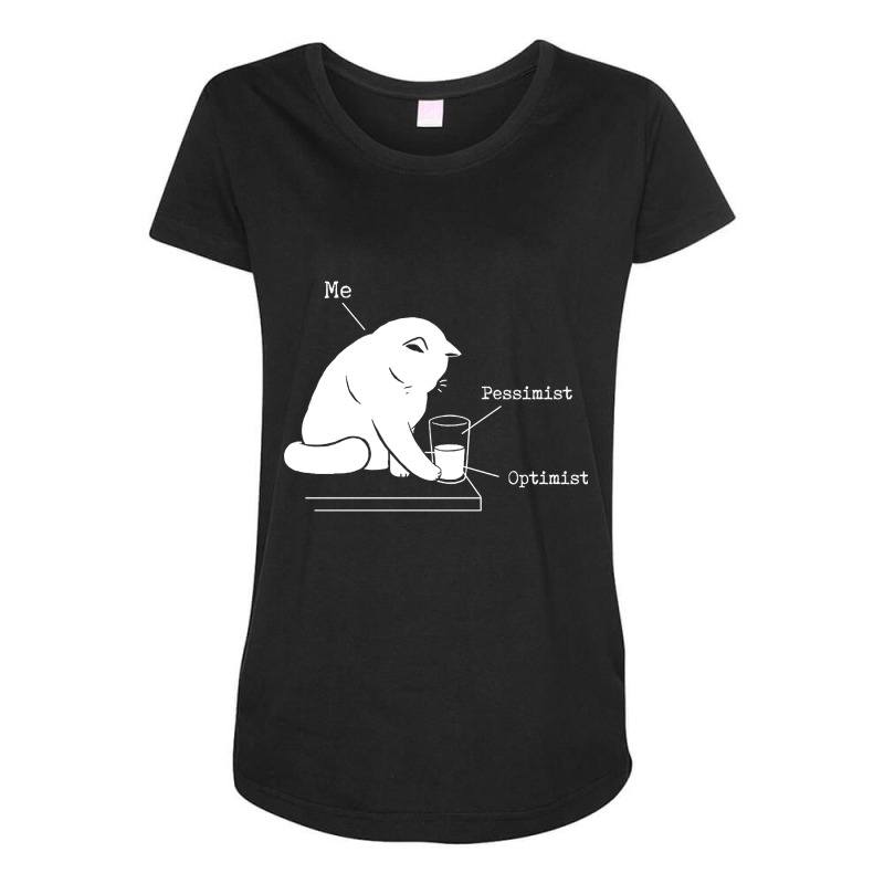 Glass Graphic - Optimist And Pessimist - Funny Cat Maternity Scoop Neck T-shirt by Kosdapen517 | Artistshot