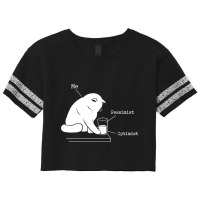 Glass Graphic - Optimist And Pessimist - Funny Cat Scorecard Crop Tee | Artistshot