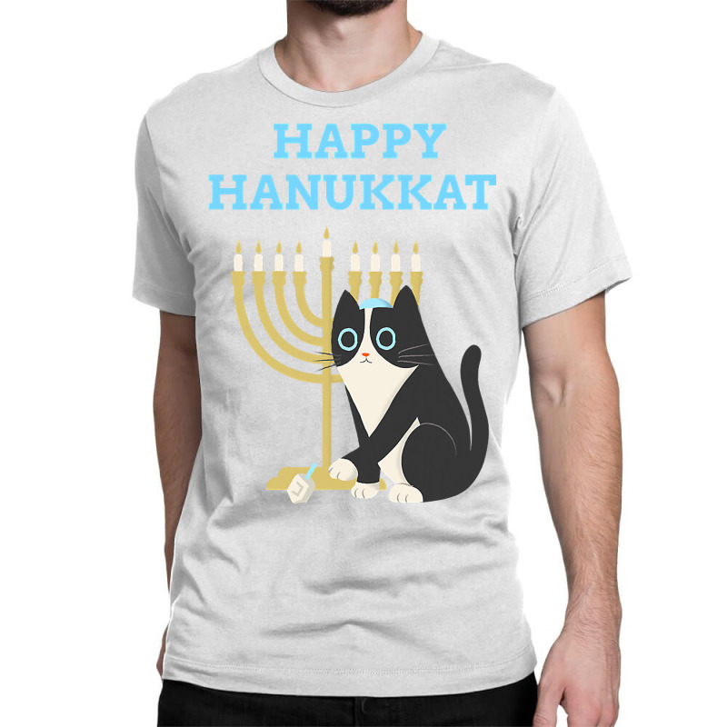 Happy Hanukkat Hanukkah Jewish Cat Kitty Lover Menorah Classic T-shirt | Artistshot