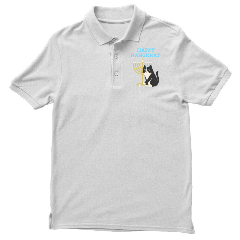 Happy Hanukkat Hanukkah Jewish Cat Kitty Lover Menorah Men's Polo Shirt | Artistshot