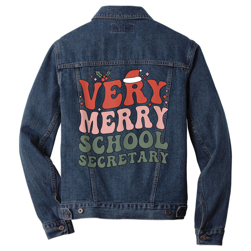 Merry School Secretary Christmas School Secretary Xmas Party Tank Top Men Denim Jacket | Artistshot