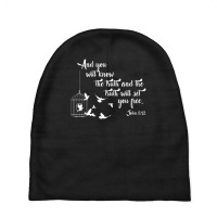 Christian Bible Bird Cage Truth Shall Set You Free Birds Baby Beanies | Artistshot