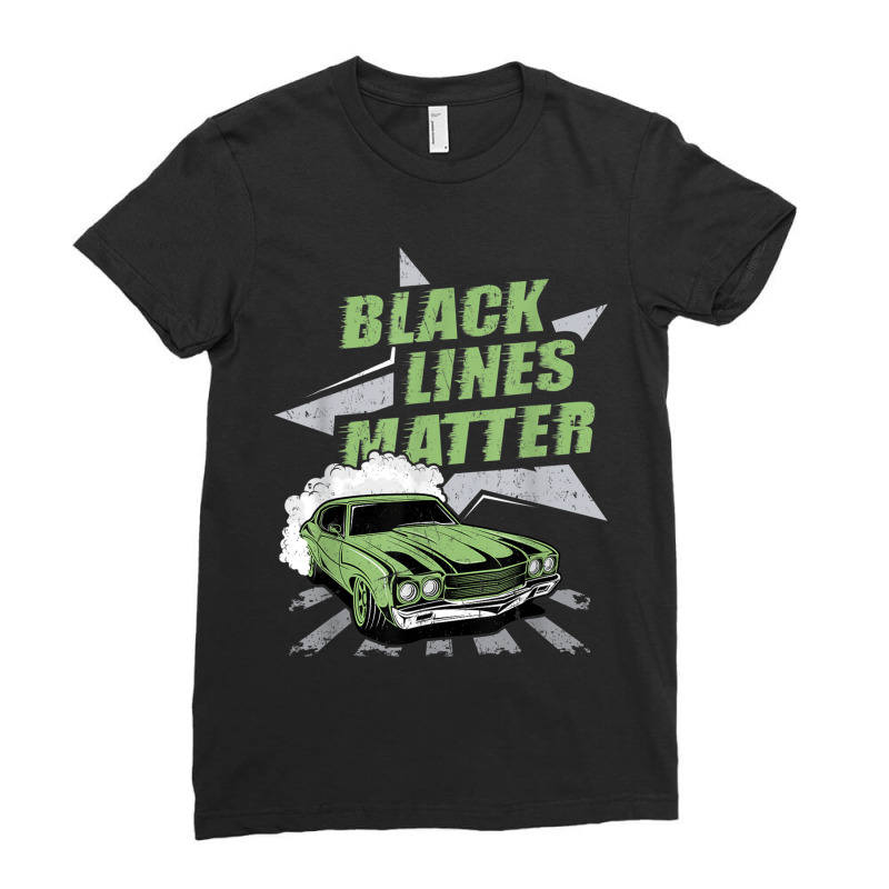 Black Lines Matter Classic Racing Car Ladies Fitted T-Shirt by CruzChapman | Artistshot