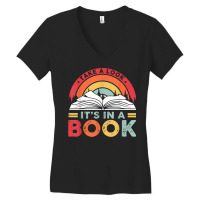 Take A Look It's In A Book Reading Vintage Retro Rainbow T Shirt Women's V-neck T-shirt | Artistshot