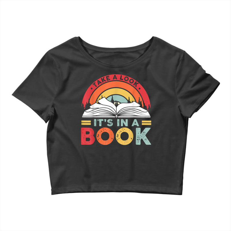 Take A Look It's In A Book Reading Vintage Retro Rainbow T Shirt Crop Top by cm-arts | Artistshot