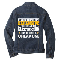 Funny Electrician Art For Men Dad Electronics Engineering Ladies Denim Jacket | Artistshot