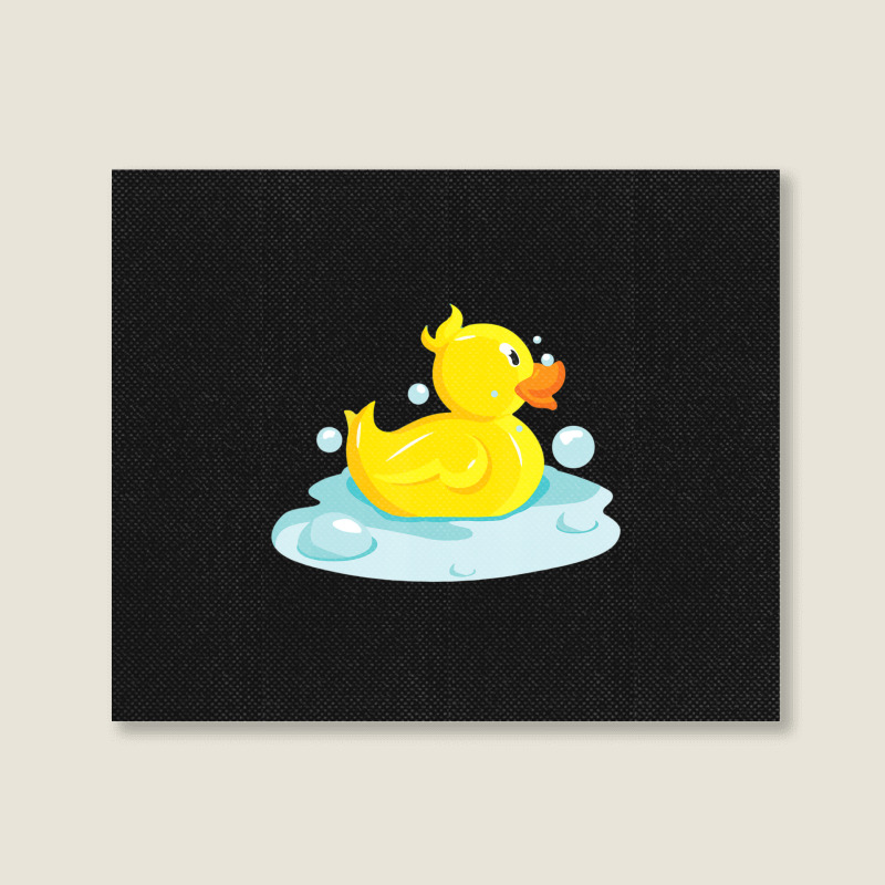 Cute Yellow Duck Rubber Ducky Duckie Bathtub Party Day Landscape Canvas Print | Artistshot