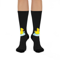 Cute Yellow Duck Rubber Ducky Duckie Bathtub Party Day Crew Socks | Artistshot