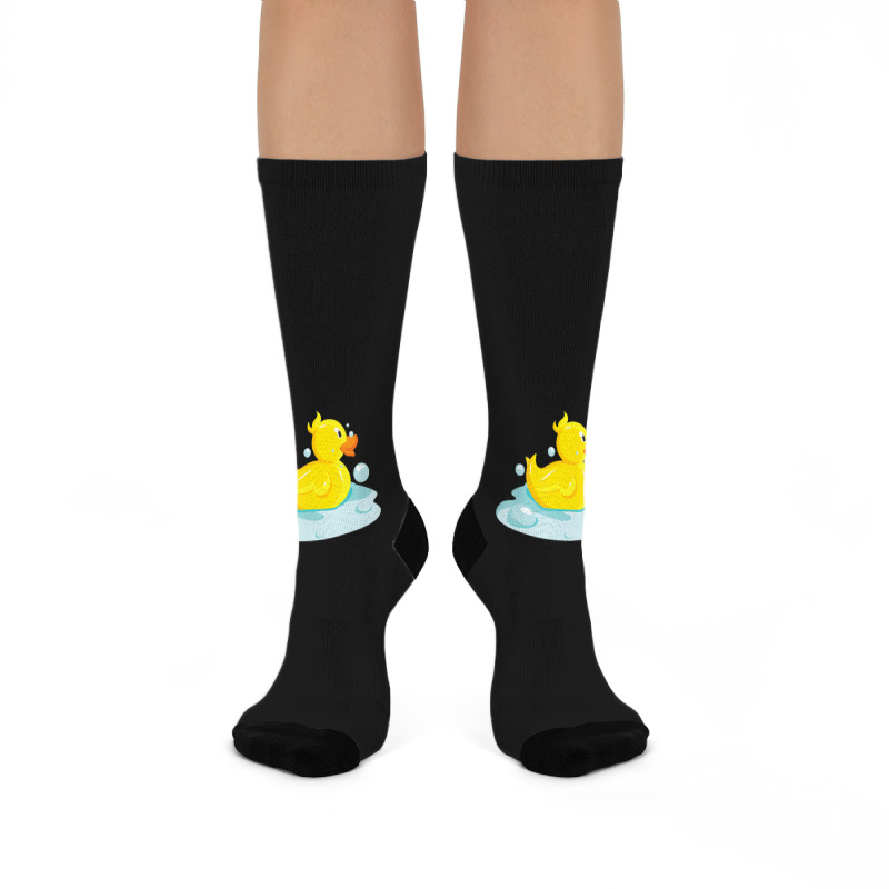 Cute Yellow Duck Rubber Ducky Duckie Bathtub Party Day Crew Socks | Artistshot