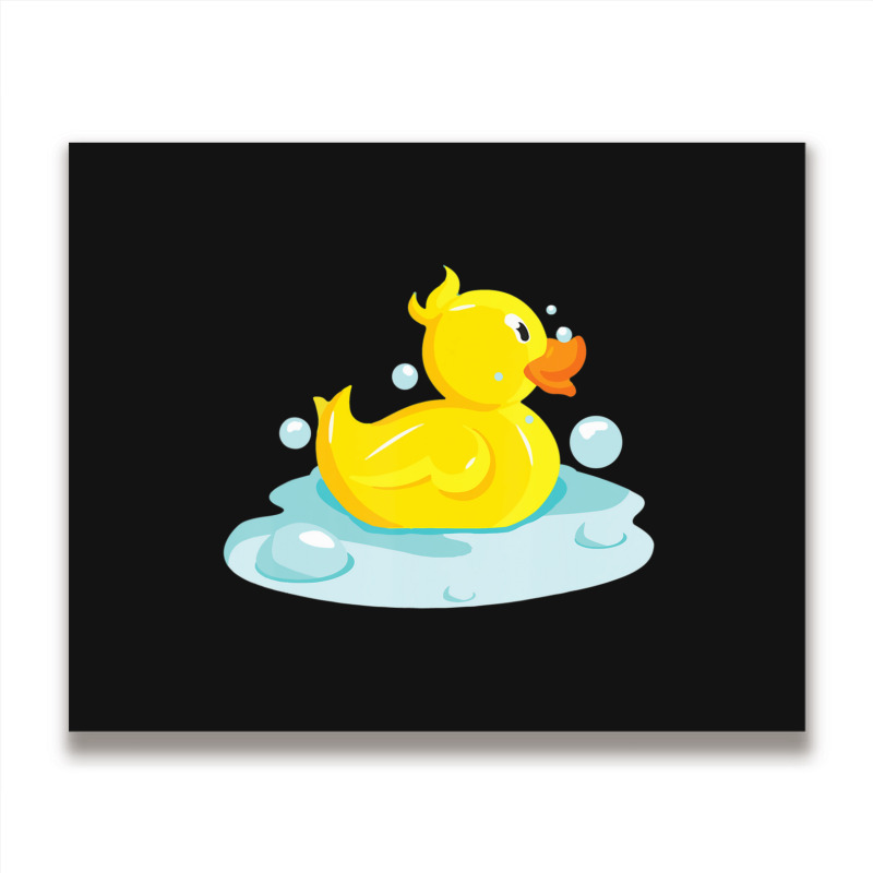 Cute Yellow Duck Rubber Ducky Duckie Bathtub Party Day Metal Print Horizontal | Artistshot