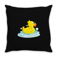 Cute Yellow Duck Rubber Ducky Duckie Bathtub Party Day Throw Pillow | Artistshot