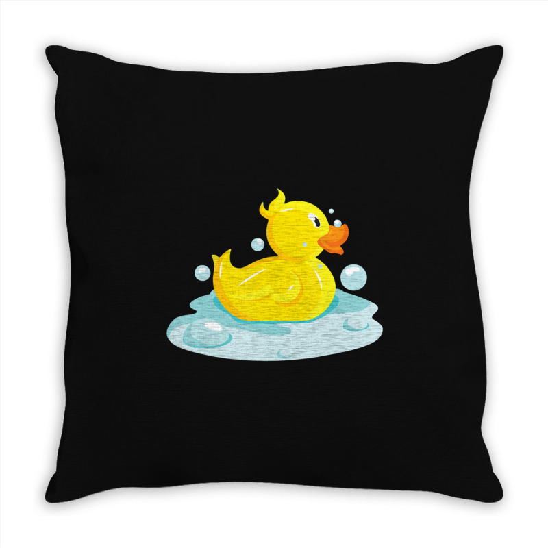 Cute Yellow Duck Rubber Ducky Duckie Bathtub Party Day Throw Pillow | Artistshot