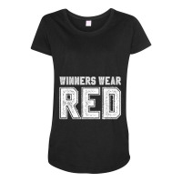 Winners Wear Red Color War Camp Team Game Competition Maternity Scoop Neck T-shirt | Artistshot