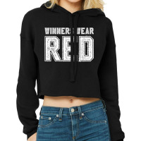 Winners Wear Red Color War Camp Team Game Competition Cropped Hoodie | Artistshot