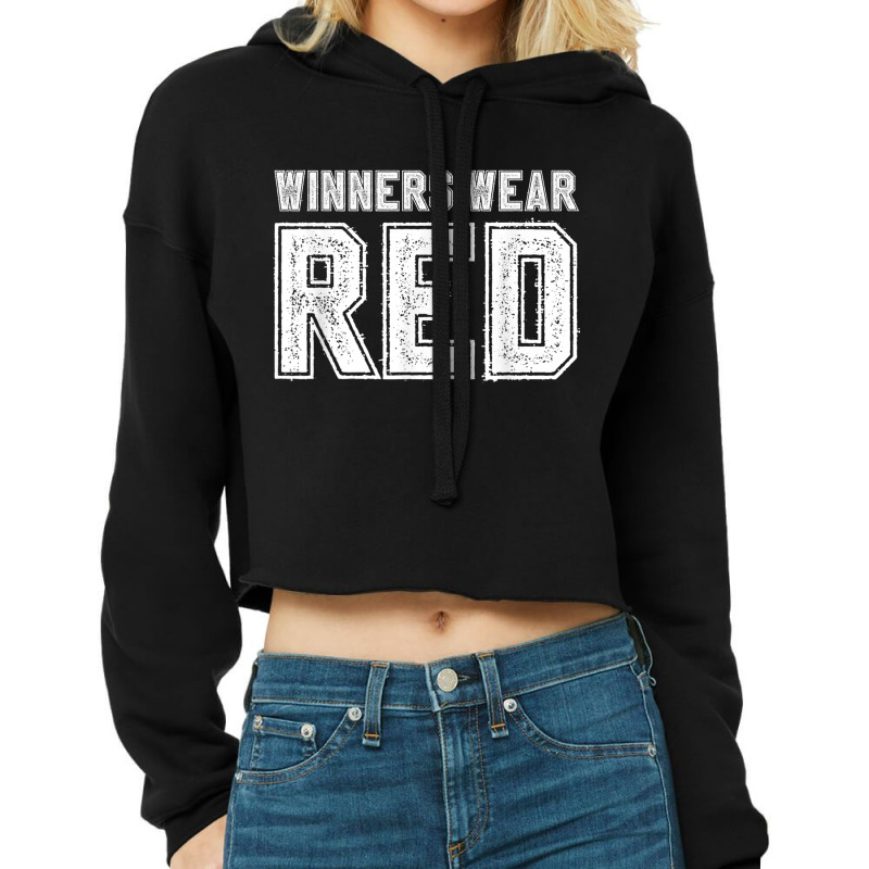 Winners Wear Red Color War Camp Team Game Competition Cropped Hoodie by ReginaldLewisMay | Artistshot