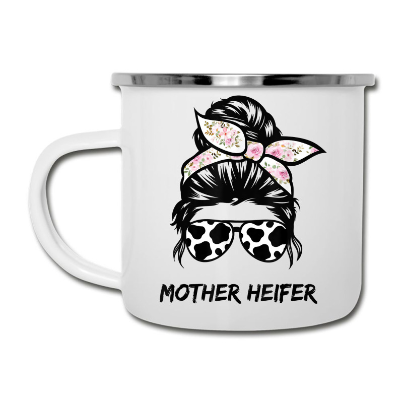 Mother Heifer Farmer Mom Cow Messy Bun Hair Bandana Cow T Shirt Camper Cup | Artistshot