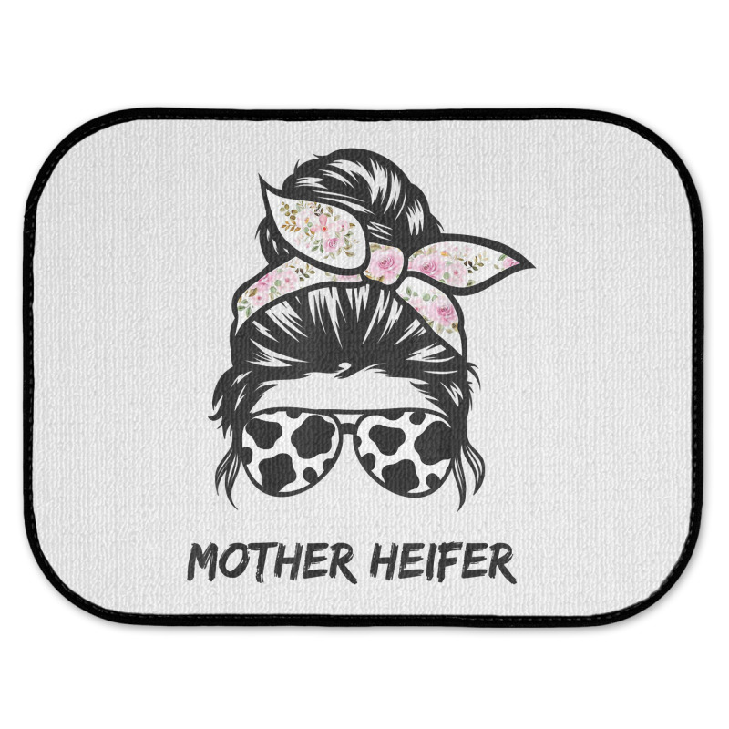 Mother Heifer Farmer Mom Cow Messy Bun Hair Bandana Cow T Shirt Rear Car Mat | Artistshot