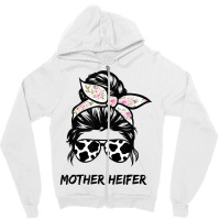 Mother Heifer Farmer Mom Cow Messy Bun Hair Bandana Cow T Shirt Zipper Hoodie | Artistshot