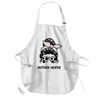 Mother Heifer Farmer Mom Cow Messy Bun Hair Bandana Cow T Shirt Medium-length Apron | Artistshot