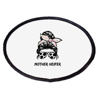 Mother Heifer Farmer Mom Cow Messy Bun Hair Bandana Cow T Shirt Oval Patch | Artistshot