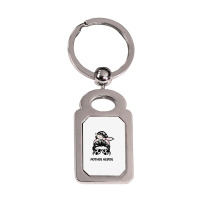 Mother Heifer Farmer Mom Cow Messy Bun Hair Bandana Cow T Shirt Silver Rectangle Keychain | Artistshot