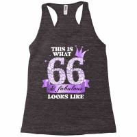 Womens 66 & Fabulous I Purple Lilac Black Party Group Photo Outfit Tan Racerback Tank | Artistshot