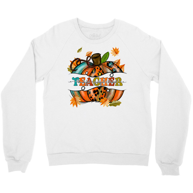 Autumn Fall Outfit Teacher Thankful Grateful Blessed Pumpkin T Shirt Crewneck Sweatshirt by hapusajehae | Artistshot