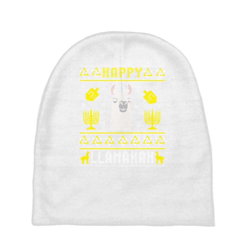 Happy Llamakah Jewish Llama Hanukkah Ugly Sweater Baby Beanies | Artistshot