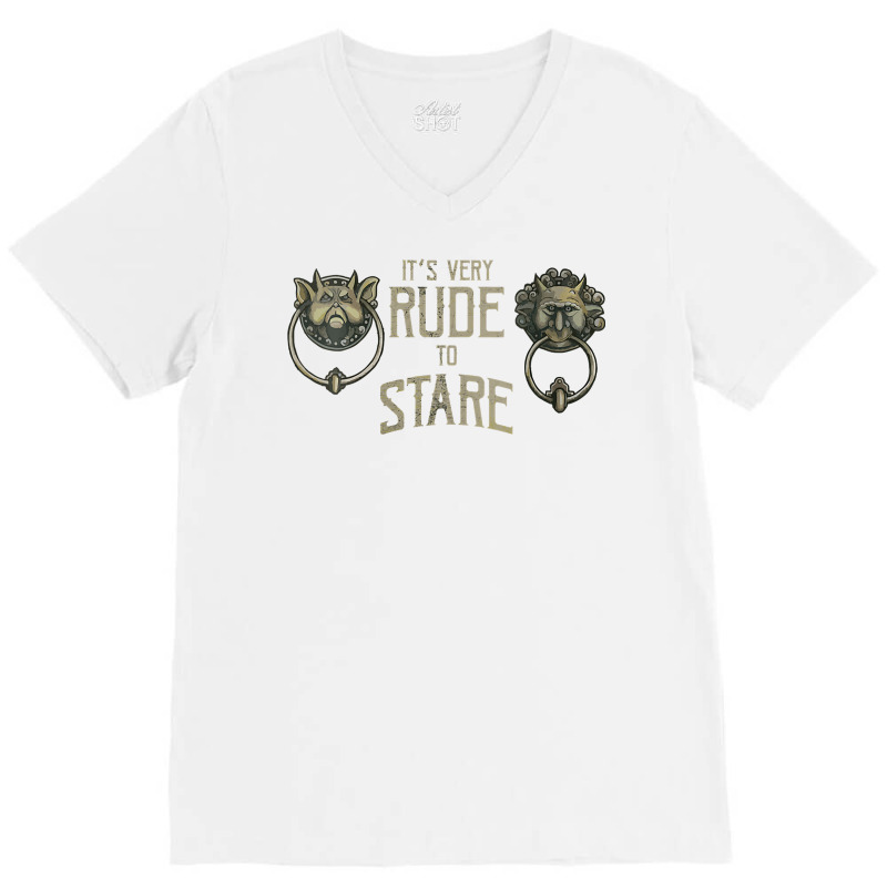 Womens It's Very Rude To Stare Labyrinth Door Knocker V Neck T Shirt V-neck Tee | Artistshot