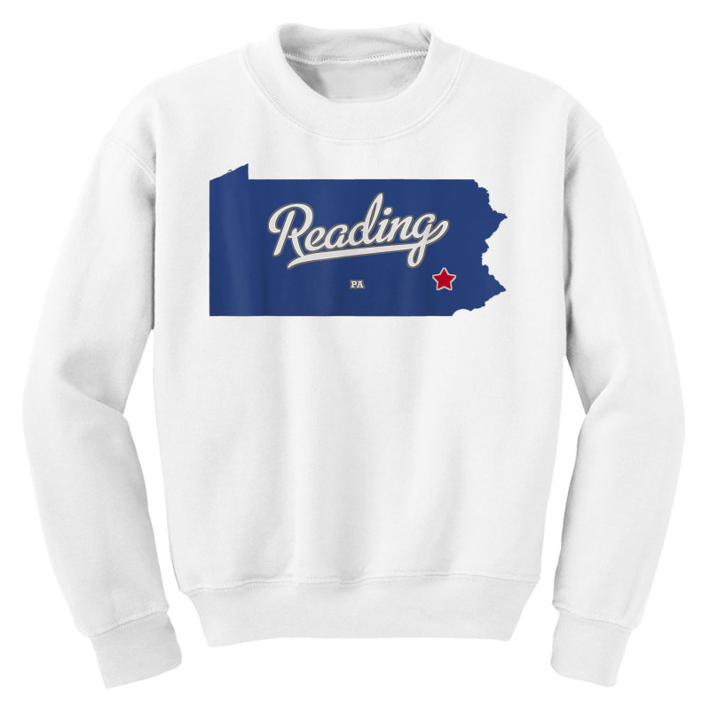 Reading Pennsylvania Pa Map T Shirt Youth Sweatshirt by maecopaharo | Artistshot