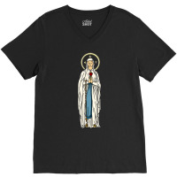 Our Lady Of Lourdes Rosary Mary Cute Women Girls Catholic T Shirt V-neck Tee | Artistshot