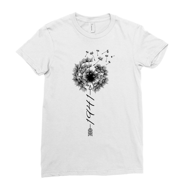 Womens Just Year Birthday 1941 Gift Cute Dandelion Flower Breathe V Ne Ladies Fitted T-Shirt by relaehopoli | Artistshot