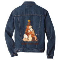 Merry Christmas Cute Christmas Cat Tree Merry Christmas Cute Christmas Men Denim Jacket | Artistshot