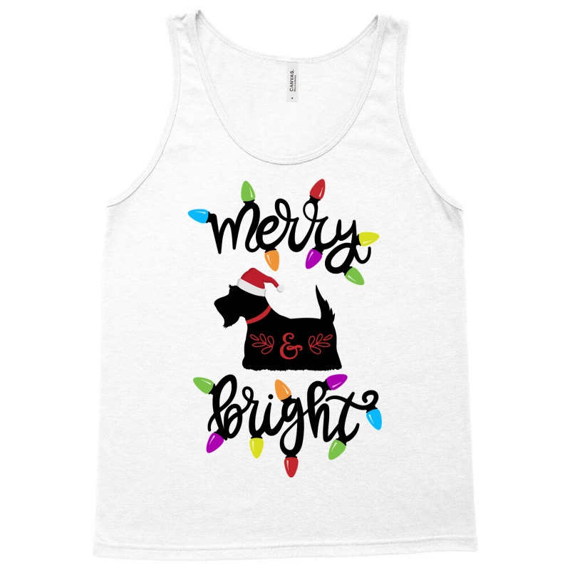 Scottish Terrier Dog Merry And Bright Christmas Lights Gift Sweatshirt Tank Top | Artistshot