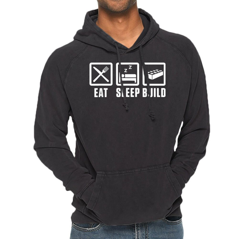 Eat Sleep Build Master Builder Building Blocks Construction Vintage Hoodie | Artistshot