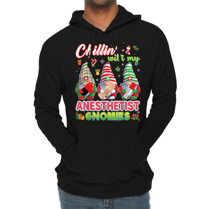 Chillin With My Anesthetist Gnomies Nurse Christmas Gnomes T Shirt Lightweight Hoodie | Artistshot