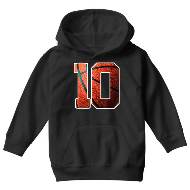 10th Birthday Party Basketball Print Number 10 Youth Hoodie by Fashzilla | Artistshot