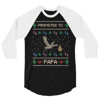 Womens Cute Promoted To Papa Daddy Stork Merry Xmas Ugly Christmas V N 3/4 Sleeve Shirt | Artistshot