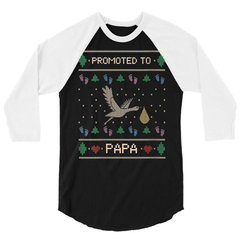 Womens Cute Promoted To Papa Daddy Stork Merry Xmas Ugly Christmas V N 3/4 Sleeve Shirt | Artistshot