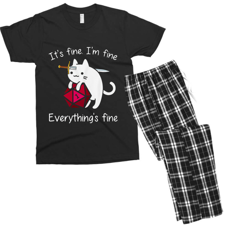 It's Fine. I'm Fine. Everything Is Fine Cat Dice Men's T-shirt Pajama Set | Artistshot