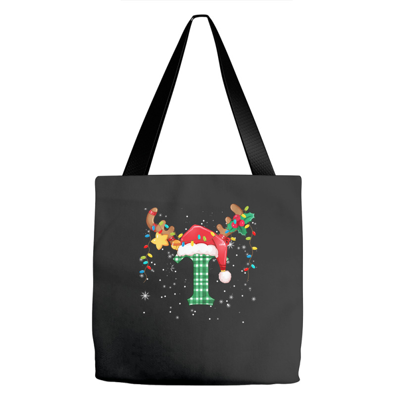 Womens Letter T Initial Name Plaid Family Christmas Pajama V Neck T Sh Tote Bags | Artistshot