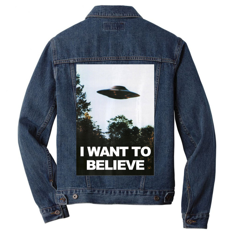 I Want To Believe Ufo Hunter Alien Lover Men Denim Jacket | Artistshot