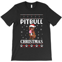 Merry Christmas Noel Day Pitbull Dog Lo Pitbull Dog Dancing With Snow  T-shirt | Artistshot