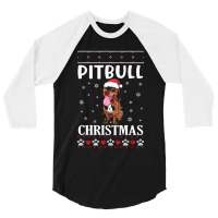 Merry Christmas Noel Day Pitbull Dog Lo Pitbull Dog Dancing With Snow  3/4 Sleeve Shirt | Artistshot